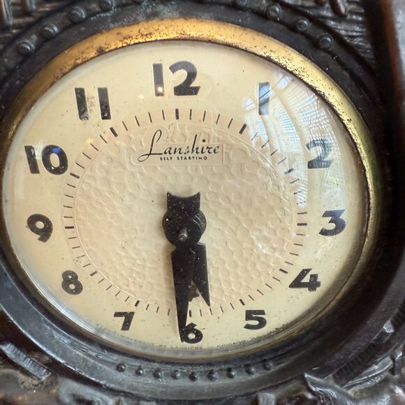 Vintage Lanshire Metal Time for Luck Mantel Clock Circa 1940's Works - Picture 16 of 16
